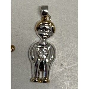 Vintage Silver/Gold Signed Best Boy Charm EUC  Clear stone
